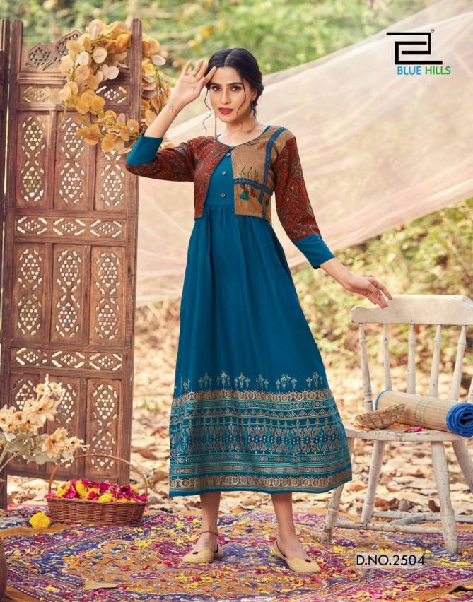 Blue Hills Trend 25 New Exclusive Wear Rayon Printed Kurti With Koti Collection